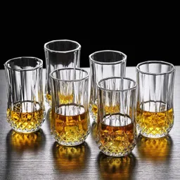 vetreo (Pack of 12) Highball Glasses Set of 12, (250ML) Clear Heavy Base Tall Bar Glass, Crystal Drinking Glasses for Water, Juice, Beer, Wine, and Cocktails Crystal Cut Long Rajwadi Glasses, Suitable for Whiskey, Wine, Juice, Water, Cocktail Glasses Transparent (250 ml Long rajwadi Glass-12) Highball Rajwadi Glass | Long Crystal Juice Glass Set | Premium Stylish Old fashioned cocktail Bottom Rock Glass Set Glass Set Water/Juice Glass image 2