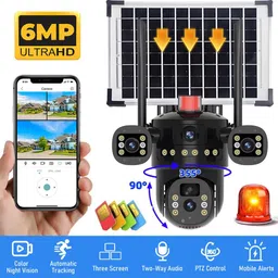 SROPX 6MP Dual Lens Solar CCTV | 4G SIM Wireless Camera with Night Vision Security Camera image 1