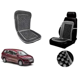 Auto Pearl PU, Velvet &a; Wooden Beads Grey Rectangular Seat Cushion for Suzuki Ertiga 2019-picture-26