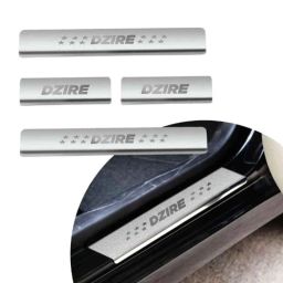 SureStrive 4 Pcs Stainless Steel Silver Footstep Sill Plate Set without LED for Maruti Suzuki Dzire Type-1-picture-24