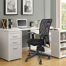 Evok Russ Netted Fabric Black Ergonomic Office Chair, FFOFOCMNMTBL11598M image 5