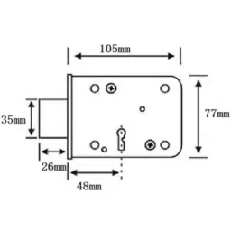Generic 35mm Steel Maroon Side Door Lock with 2 Normal Keys, SDSL01 image 2