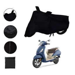 Riderscart Polyester Black Waterproof Two Wheeler Body Cover with Storage Bag for TVS Jupiter ZX Disc with I-TOUCHstart BS6 image 2