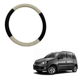 Enexoya PU Leather Black &a; Beige Stichable Steering Cover for Mahindra Quanto, SC105071 image 2