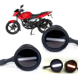 Auto Pearl 2 Pcs 12V Black Bike Front LED Indicator Light Set for Bajaj Pulsar 135, F038-picture-22