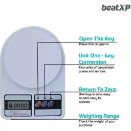 Pristyn Care beatXP 10kg White Digital Kitchen Weighing Scale with Backlit LCD image 5