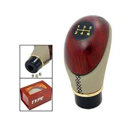 Kozdiko Wooden &a; PU Leather Beige Gear Shift Car Knob for BMW 3 Series image 2