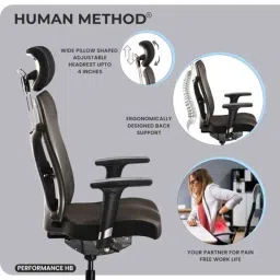 HUMAN METHOD PERFORMANCE HB High Back Steel Black Ergonomic Chair with Adjustable Lumber Support, HMKR01-SP01 image 5