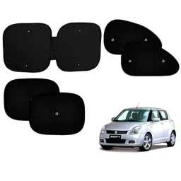 Auto Pearl 5 Pcs PVC &a; Mesh Black Window &a; Front Sun Shade Set for Maruti Suzuki Swift Type 1-picture-14