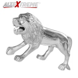 AllExtreme EXLMEC1 Universal Chrome Styling Lion Model Silver Plated Metal Mudguard Front Hood Bonnet Emblem for Bikes &a; Cars image 2