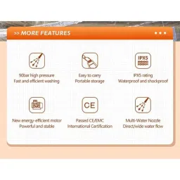 iBELL Wind79 140bar 7lpm 1800W Induction Motor Black &a; Orange High Pressure Washer with Accessories image 4