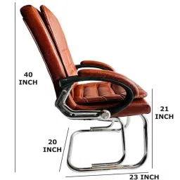 P P Chair Leatherette Brown Medium Back Double Cushion Heavy Duty Metal Frame Office Chair (Pack of 2) image 2