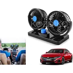 Kozdiko 12V Copper Black Dual Head Rotatable Electric Car Dashboard Fan with 360 Degree for Volkswagen Arteon-picture-18