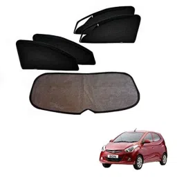 Kozdiko 5 Pcs Mesh Black Magnetic Zipper Window &a; Rear Car Sun Shades Set for Hyundai Eon-picture-20
