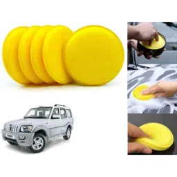 Auto Pearl Polyurethane Beige Washing &a; Waxing Polish Foam Sponge for Scorpio 2002-2006 (Pack of 5)-picture-22