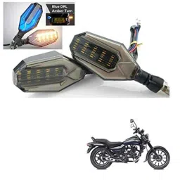 Kozdiko 4 Pcs Plastic Front &a; Rear U Shape Dual Color DRL LED BIke Indicator Set for Bajaj Aveenger 150-picture-13