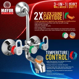 MAYUR ÖCICH WALL MIXER {3-IN-1}HEAVY DUTY W.6"RAIN & 5-FLOW HANDSHOWER(CLICKSOUND CARTRIDGE) Mixer 5 FLOW HAND SHOWER image 2