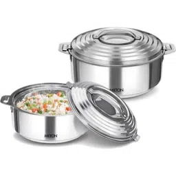 Milton Galaxia 2 Pcs 1000 &a; 1500ml Stainless Steel Silver Casserole Set-picture-16