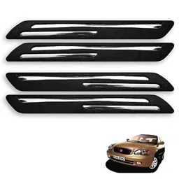 Kozdiko 4 Pcs Rubber Black Double Chrome Strips Car Bumper Protector Guard Set for Maruti Suzuki Baleno Old-picture-40