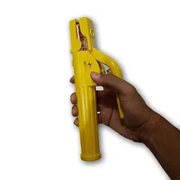 Krost Welding Holder With Safety Helmet And Leather Welding Gloves, Medium, Yellow image 2