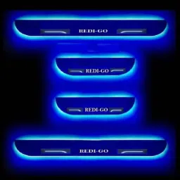 Car Accessories Hub 4 Pcs Acrylic Black Sill Scuff Plate Set with Blue LED for Datsun Redi-Go All Model image 2