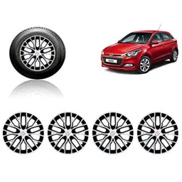 Auto Pearl 4 Pcs 14 inch ABS Silver &a; Black Press Type Fitting Car Wheel Cover Set for Hyundai i20 Elite-picture-33