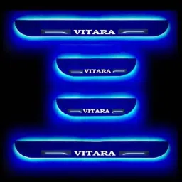 Car Accessories Hub 4 Pcs Acrylic Black Sill Scuff Plate Set with Blue LED for Maruti Suzuki Vitara All Model-picture-37