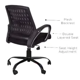 MRC Blezia Breathable Mesh Black Mid Back Office Revolving Chair image 4