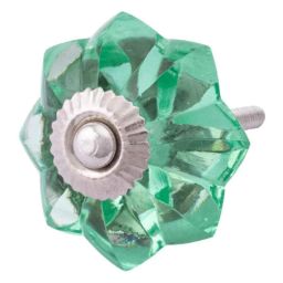 Atom 1.25 Inch Green Crystal Glass Melon Marigold Flower Cabinet Door knob-picture-5