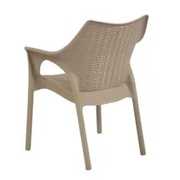 Supreme Cambridge Synthetic Resin Rattan Looks Dark Beige Premium Chair with Arm (Pack of 4) image 3