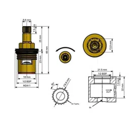 Logger 1/2 inch Brass Quarturn Turn Ceramic Disk Fitting Cartridge for Taps (Pack of 12) image 2