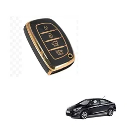 Kozdiko Thermoplastic Polyurethane Black &a; Gold Car Key Cover for Hyundai Verna Fluidic-picture-48