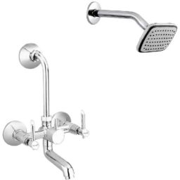 Prestige Croma 2 Pcs Brass Chrome Finish Wall Mixer &a; Dolphin Shower Head Set-picture-6