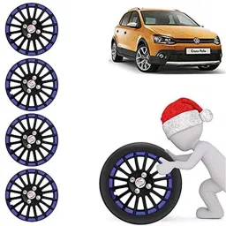Auto Pearl 4 Pcs 15 inch ABS Black &a; Blue Car Wheel Cover Set for Volkswagen Polo Cross-picture-39