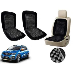 Auto Pearl PU, Velvet &a; Wooden Beads Black Rectangular Seat Cushion for Renault Kwid Climber (Pack of 2 )-picture-23