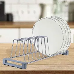 Plantex Stainless Steel Silver Floor Mount Plate Stand for Kitchen, APS-675 (Pack of 2) image 2