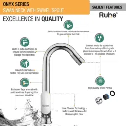 Ruhe Onyx Brass Chrome Finish Swan Neck Faucet with 12 inch Round Swivel Spout, 11-1413 image 4