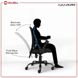 CELLBELL Callisto C83 Mesh Medium Back Black Ergonomic Chair, CBHKFOC1035 image 4
