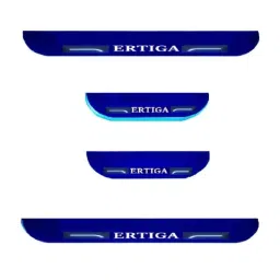 Car Accessories Hub 4 Pcs Acrylic Black Sill Scuff Plate Set with Blue LED for Maruti Suzuki Ertiga VXi-picture-15