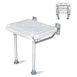 Aquieen ABS &a; Stainless Steel White Wall Mounted Folding Shower Seat Pluma, BA 8444-picture-25