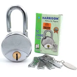 Harrison 75mm 12 Lever Mild Steel Bright Chrome Plated Finish Round Padlock with 4 Keys, SC-2000-0558 (Pack of 4) image 3