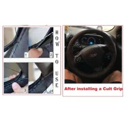 SureStrive Cult Leather Beige Soft Grip Foam Stitched Car Steering Cover for Nissan Teana All, CULTGRIP_STGCOVER_BEIGE_62 image 2