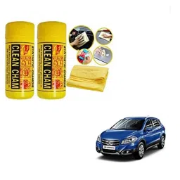 Kozdiko 2 Pcs Microfiber Yellow Dry &a; Wet Car Cleaning Cloth Set for Maruti Suzuki S-Cross-picture-39