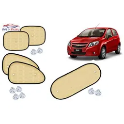 Auto Pearl 5 Pcs PVC &a; Mesh Beige Window &a; Rear Sun Shade Set for Chevrolet Sail Hatchback-picture-14