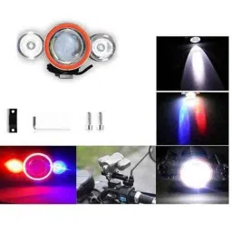 AllExtreme EXU12O2 2 Pcs 30W Red, Blue &a; White Ring U12 CREE LED Strobe Waterproof Fog Light with High &a; Low Beam Set-picture-30