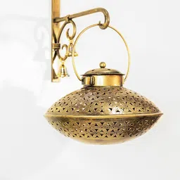 Ekhasa Gold-Toned Hanging Degchi Dhoop Dani Pot & Tealight Candle Holder With Hanger-image-54