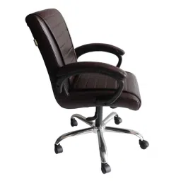 P P Chair Leather Low Back Coffee Revolving Office Executive Chair (Pack of 2) image 3