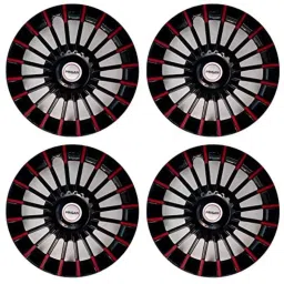 Prigan 4 Pcs 14 inch Polypropylene Black &a; Red Wheel Cover Set for Honda Brio, Marvel Black Red 14-picture-21