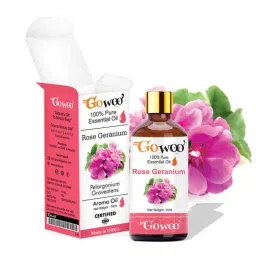GoWoo 2 Pcs 10ml Undiluted Therapeutic Grade Rose Geranium Aroma Oil &a; 100ml Chaulmoogra Carrier Oil Set, GWOC1116-P41+P172 image 2