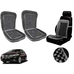 Auto Pearl PU, Velvet &a; Wooden Beads Grey Rectangular Seat Cushion for Honda Ivtec (Pack of 2 )-picture-47